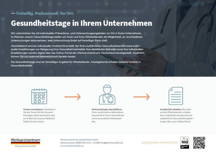 Vorschau des Flyers: Gesundheitstage in Ihrem Unternehmen Vorschau des Flyers: Gesundheitstage in Ihrem Unternehmen